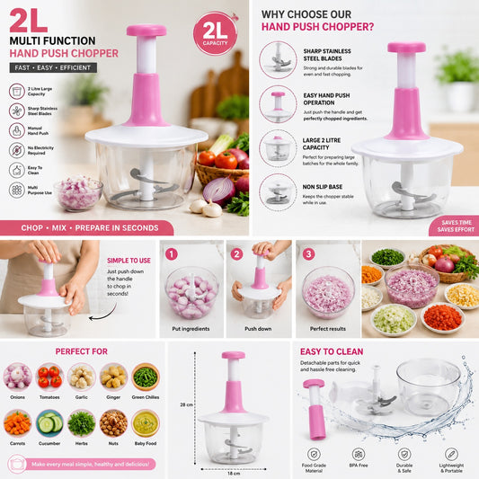 2L Multi Function Hand Push Chopper