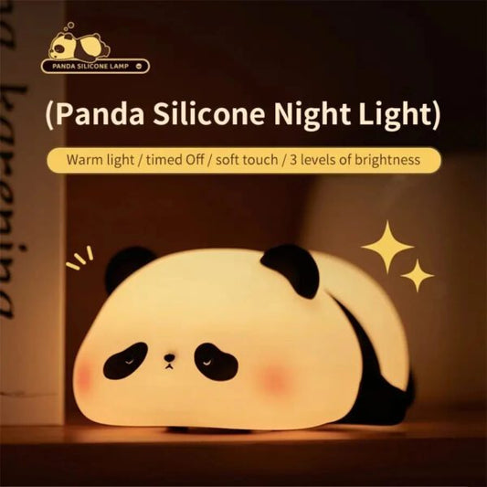 Cute Panda Silicone Night Light, Soft Touch LED Lamp for Kids Bedroom, Rechargeable Baby Nursery Sleeping Lamp