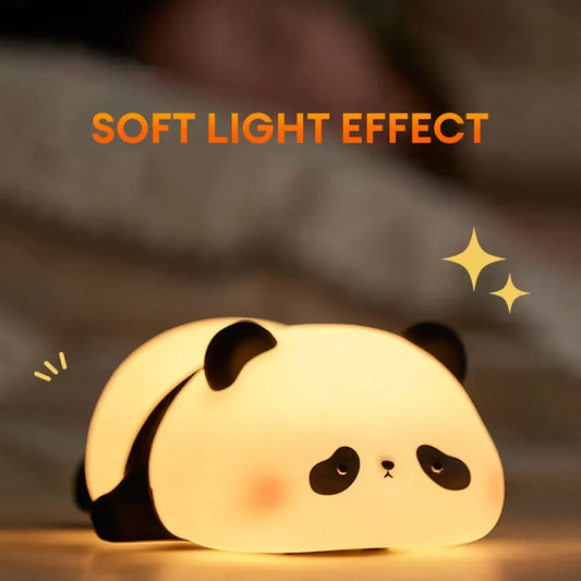 Cute Panda Silicone Night Light, Soft Touch LED Lamp for Kids Bedroom, Rechargeable Baby Nursery Sleeping Lamp