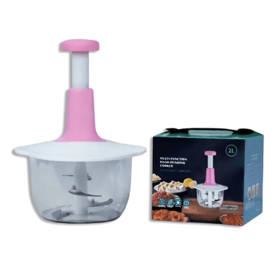2L Multi Function Hand Push Chopper | Manual Vegetable Chopper & Food Processor with Stainless Steel Blades