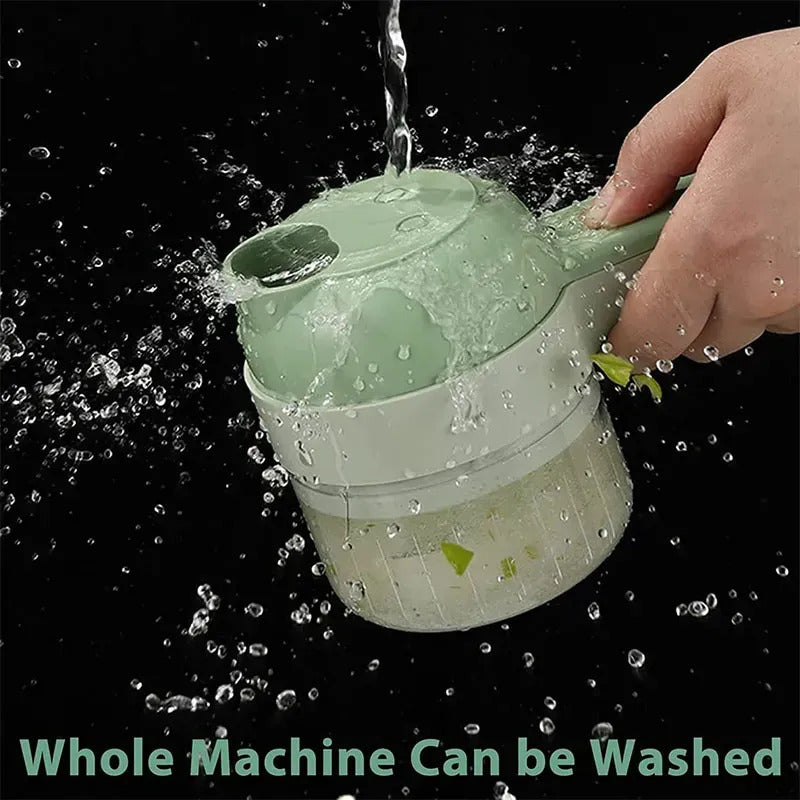 Electric Vegetable Chopper Rechargeable 4 In 1 Vegetable Cutter, Slicer, Grinder & Garlic Chopper For Kitchen