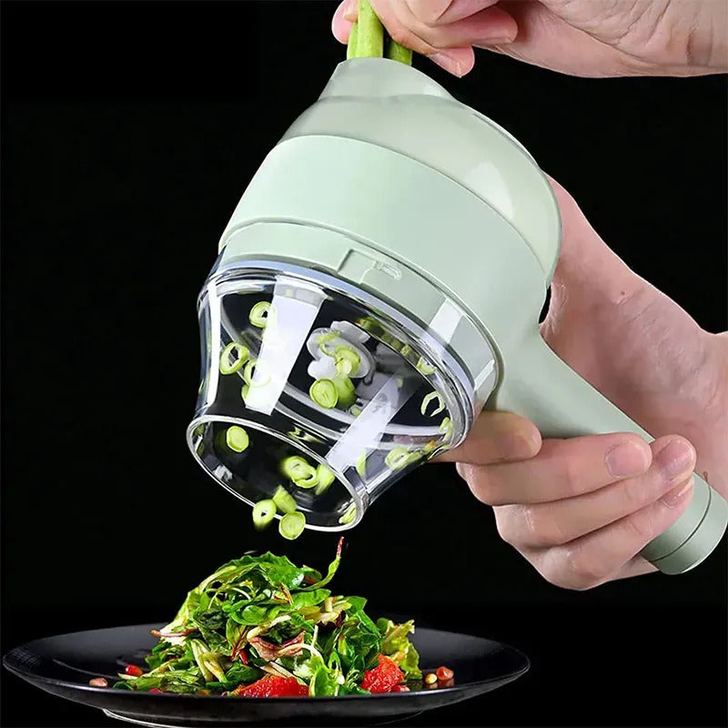 Electric Vegetable Chopper Rechargeable 4 In 1 Vegetable Cutter, Slicer, Grinder & Garlic Chopper For Kitchen